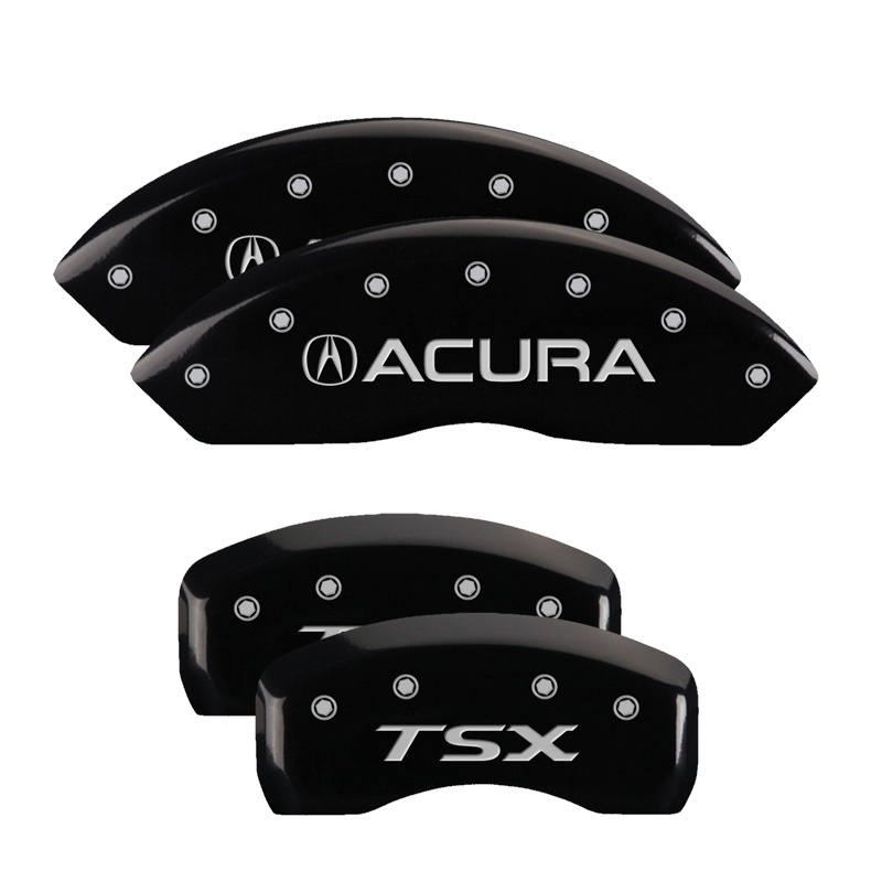 Acura TSX Caliper Covers - Front + Rear - MGP - 4 Logo Engraved Acura Front + TSX Rear - Black - `09-`14