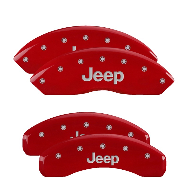 Jeep Wrangler Caliper Covers - Front + Rear - MGP - 4 Logo - Red - `07-`18