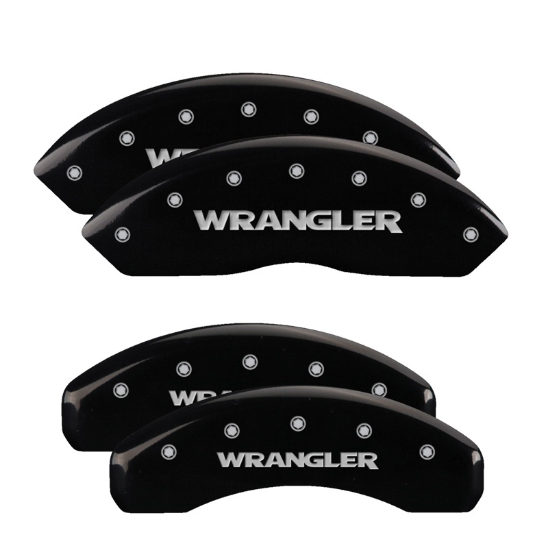 Jeep Wrangler Caliper Covers - Front + Rear - MGP - Engraved 'WRANGLER' - Black - `07-`18