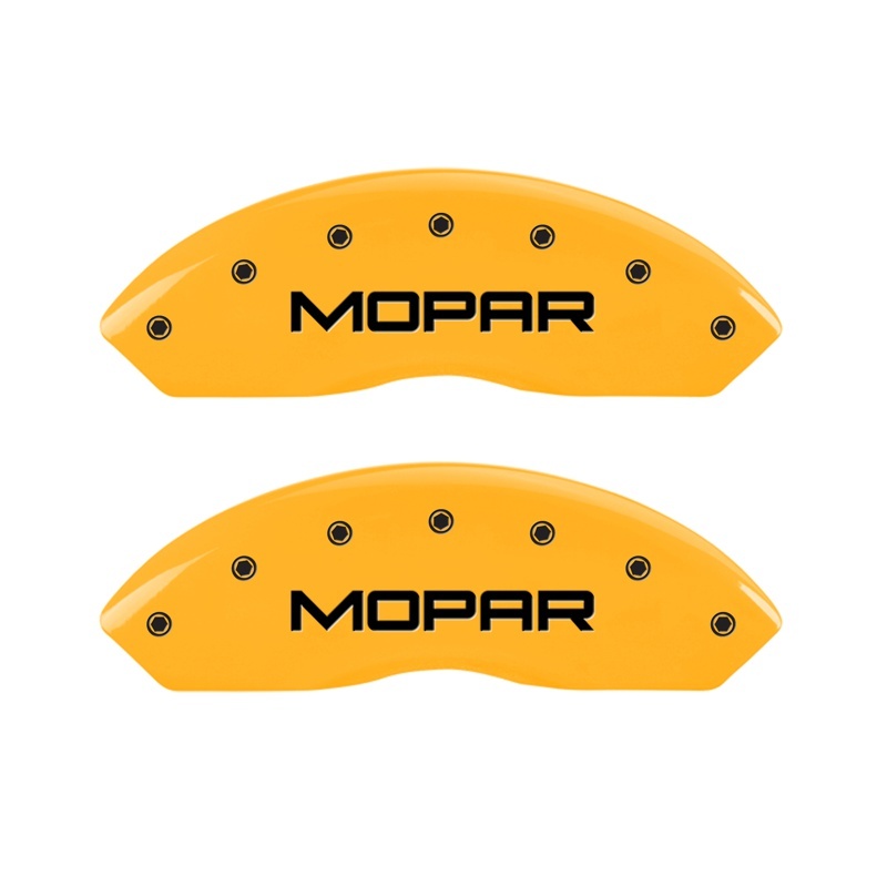 Jeep Wrangler Caliper Covers - Front - MGP - 2 Logo Engraved Front Mopar - Yellow - `97-`06