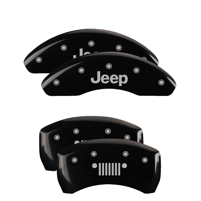 Jeep Cherokee Caliper Covers - MGP - Engraved Front JEEP - Engraved Rear JEEP Grill Logo - Black - `14-`23