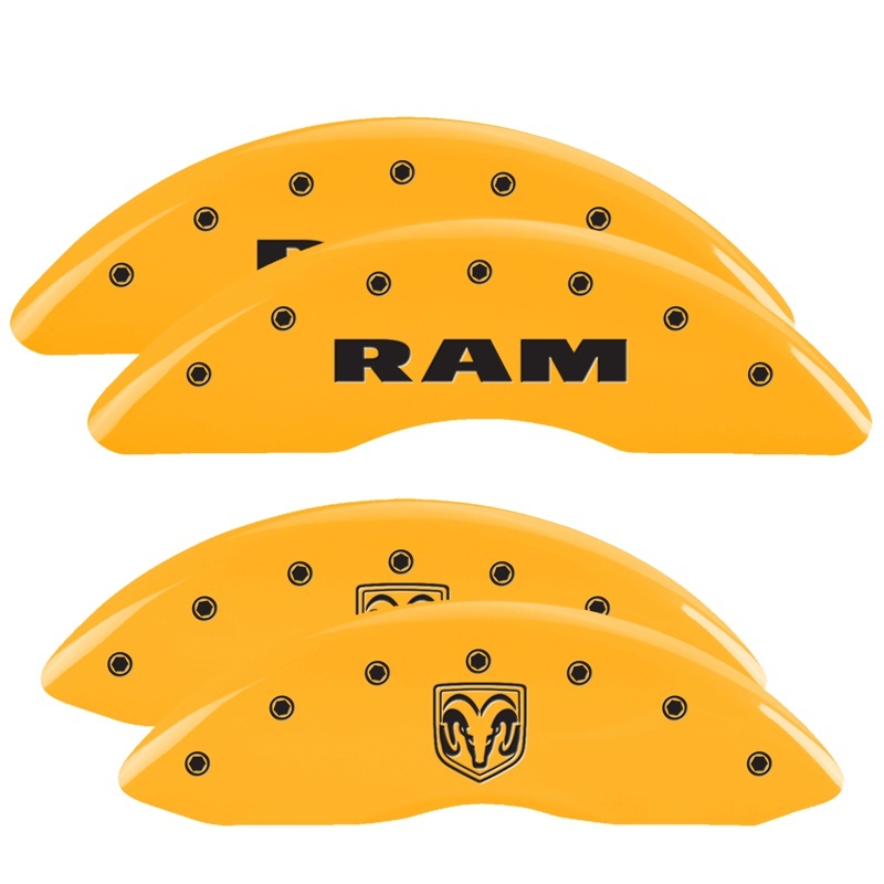 RAM 2500 Caliper Covers - Front + Rear - MGP - Engraved Front RAM / Rear RAMHEAD - Yellow - `11-`18