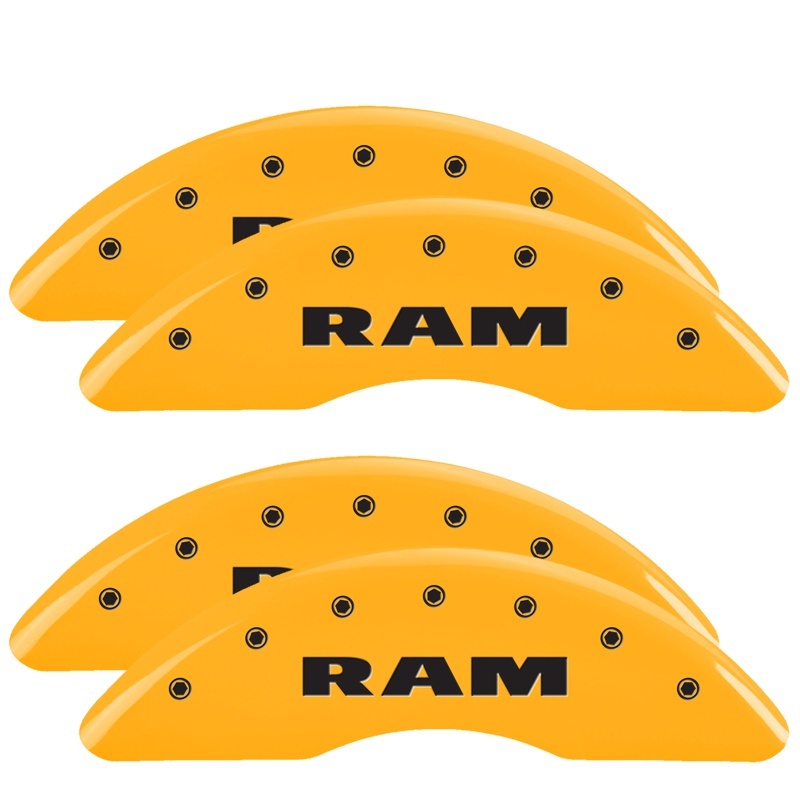 RAM 3500 Caliper Covers - Front + Rear - MGP - 4 Logo Engraved - Yellow - `19-`25