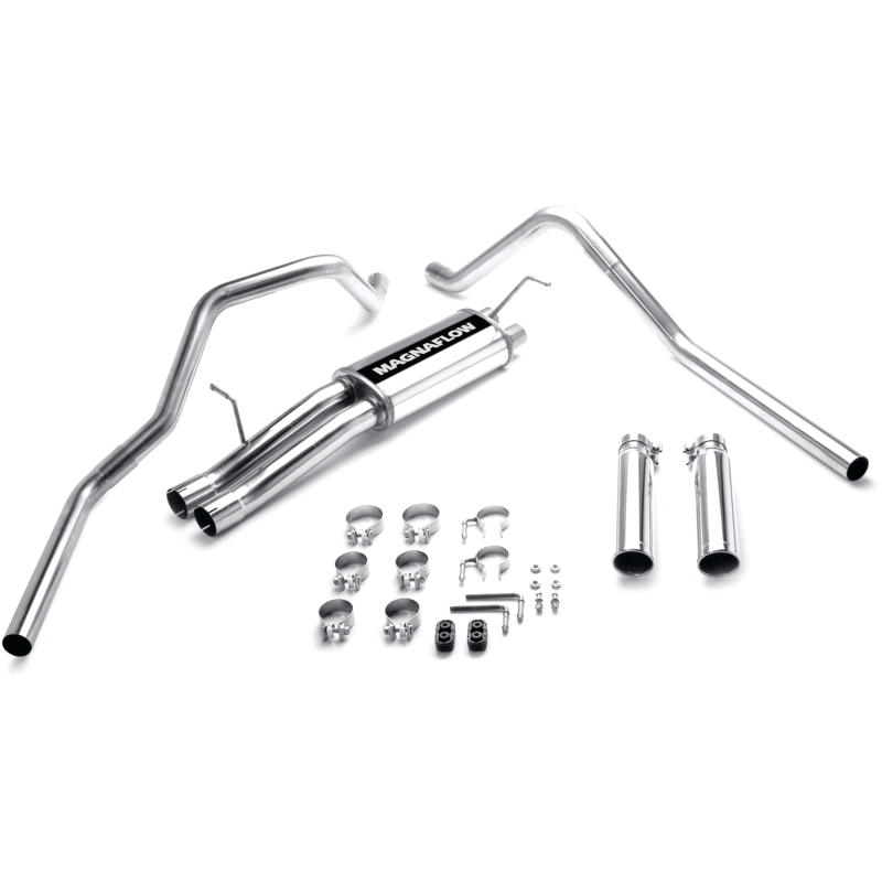 Chevrolet 2500HD Performance Exhaust - Rear - Magnaflow - Cat Back, Street Series, Dual Split Rear Exit, Single Wall Angle Cut Rolled Edge Tips - Polished - 2003
