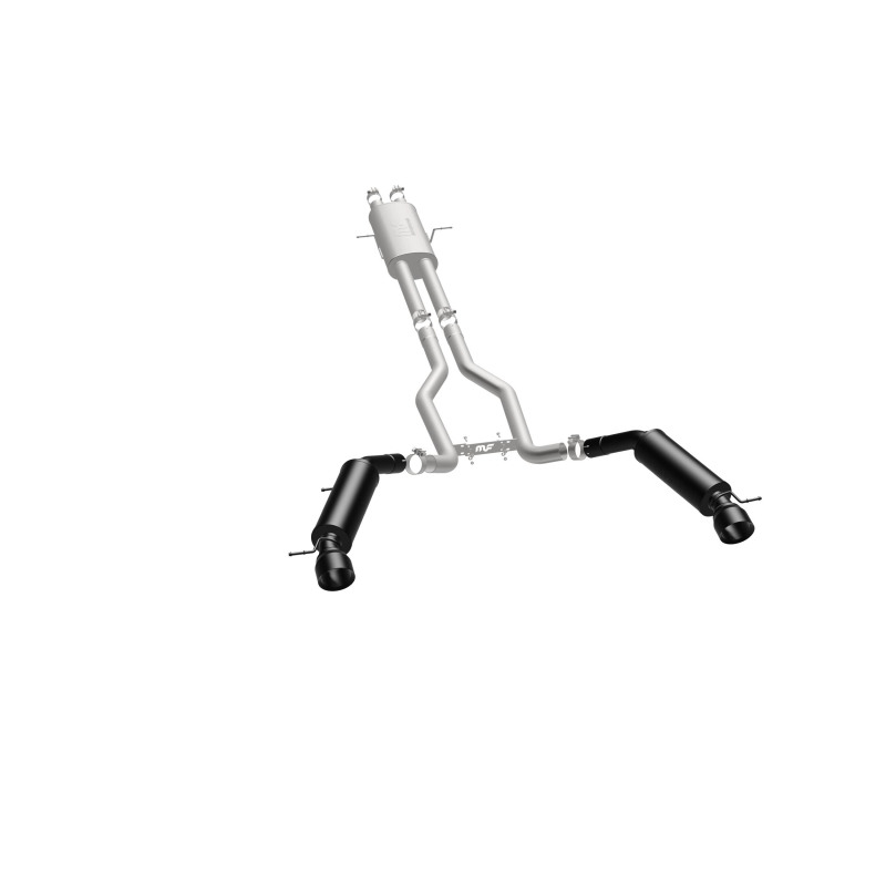 Land Rover Range Rover Performance Exhaust - Rear - Magnaflow - Cat-Back, Dual Split Rear Exit, Touring Series Black, 2.5 in piping, 4.5 in Black Tips - Black - `15-`16