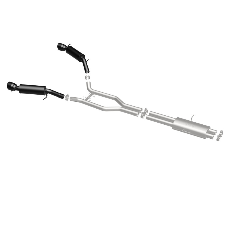 Land Rover Range Rover Performance Exhaust - Rear - Magnaflow - Cat-Back, Dual Split Rear Exit, Touring Series Black, 2.5 in piping, 4.5 in Black Tips - Black - `15-`16