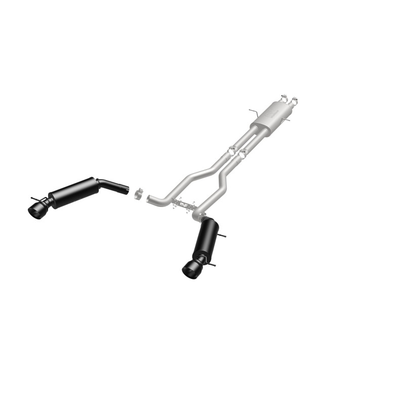 Land Rover Range Rover Performance Exhaust - Rear - Magnaflow - Cat-Back, Dual Split Rear Exit, Touring Series Black, 2.5 in piping, 4.5 in Black Tips - Black - `15-`16