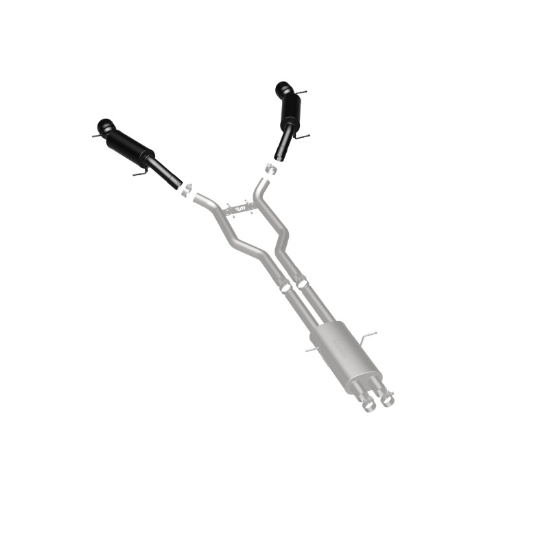 Land Rover Range Rover Performance Exhaust - Rear - Magnaflow - Cat-Back, Dual Split Rear Exit, Touring Series Black, 2.5 in piping, 4.5 in Black Tips - Black - `15-`16