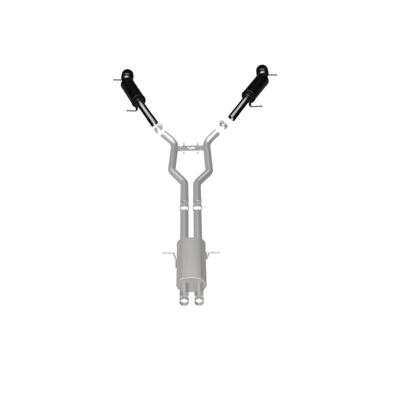 Land Rover Range Rover Performance Exhaust - Rear - Magnaflow - Cat-Back, Dual Split Rear Exit, Touring Series Black, 2.5 in piping, 4.5 in Black Tips - Black - `15-`16