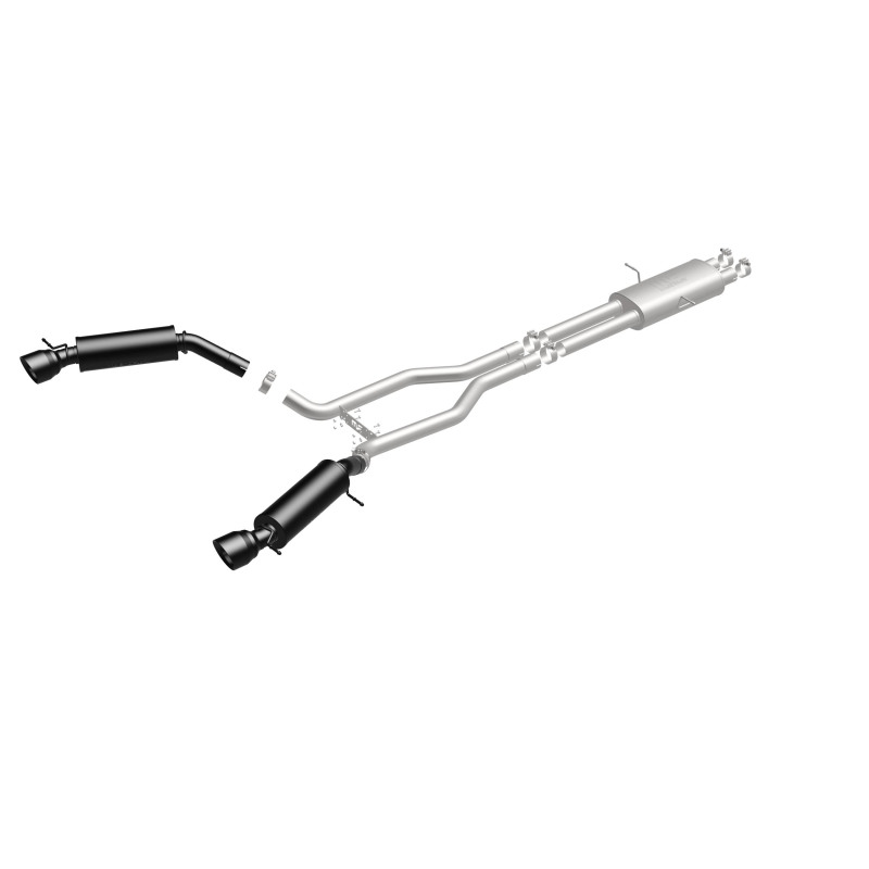 Land Rover Range Rover Performance Exhaust - Rear - Magnaflow - Cat-Back, Dual Split Rear Exit, Touring Series Black, 2.5 in piping, 4.5 in Black Tips - Black - `15-`16