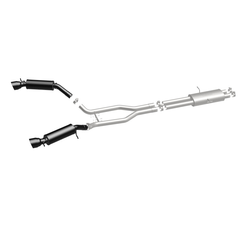 Land Rover Range Rover Performance Exhaust - Rear - Magnaflow - Cat-Back, Dual Split Rear Exit, Touring Series Black, 2.5 in piping, 4.5 in Black Tips - Black - `15-`16