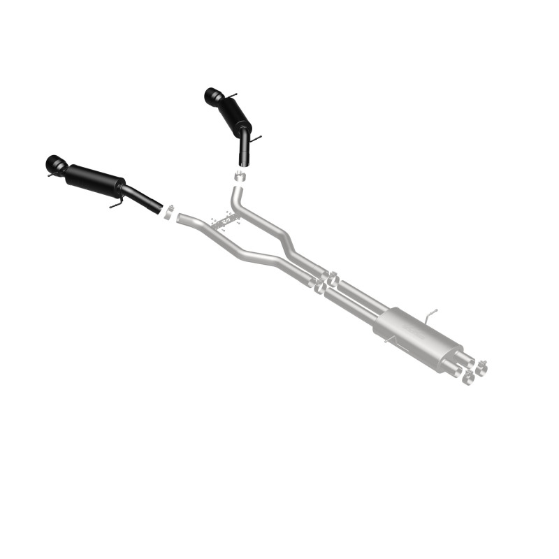 Land Rover Range Rover Performance Exhaust - Rear - Magnaflow - Cat-Back, Dual Split Rear Exit, Touring Series Black, 2.5 in piping, 4.5 in Black Tips - Black - `15-`16