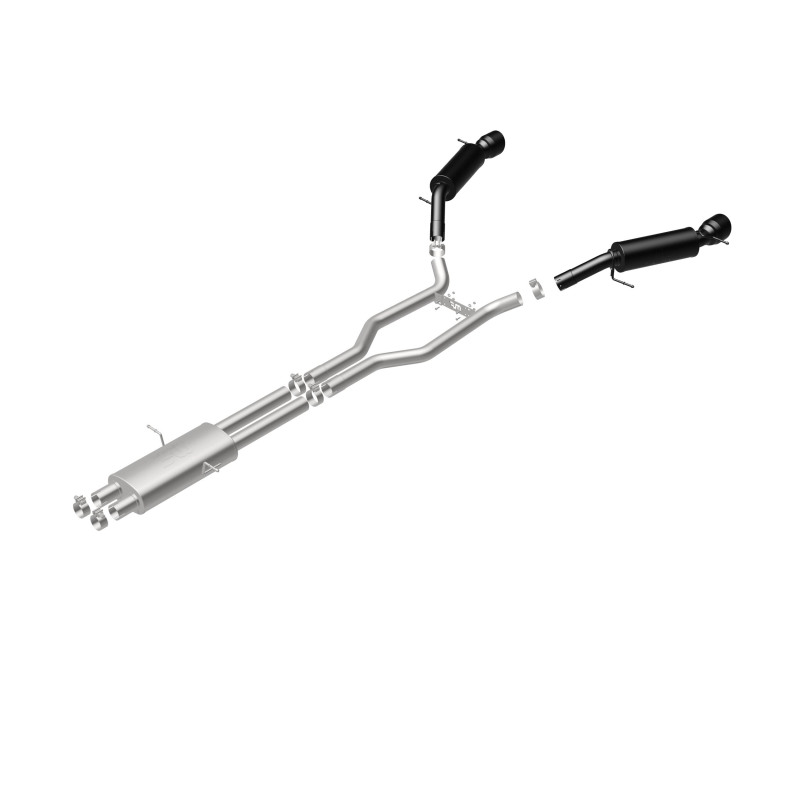 Land Rover Range Rover Performance Exhaust - Rear - Magnaflow - Cat-Back, Dual Split Rear Exit, Touring Series Black, 2.5 in piping, 4.5 in Black Tips - Black - `15-`16