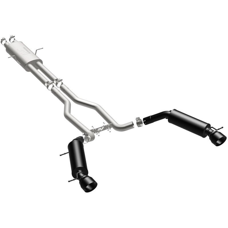 Land Rover Range Rover Performance Exhaust - Rear - Magnaflow - Cat-Back, Dual Split Rear Exit, Touring Series Black, 2.5 in piping, 4.5 in Black Tips - Black - `15-`16