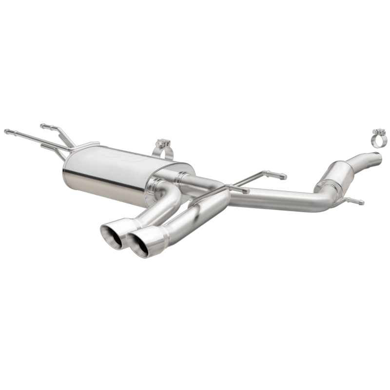 Mazda MX-5 Miata Performance Exhaust - Rear - Magnaflow - Cat-Back, Dual Straight Passenger Side Rear Exit, 3in Polished Welded-On Double Wall Angle Cut Folded Edge Tips - Polished - `15-`23