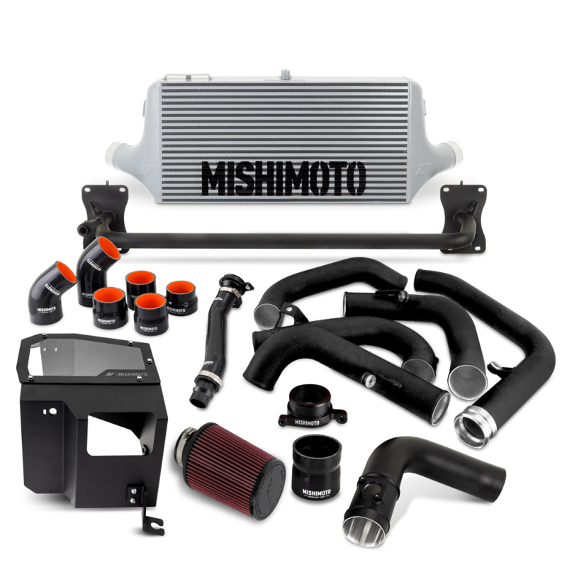 Subaru WRX Intercooler Kit - Front - Mishimoto - SL Core MWBK Pipes - Silver Intercooler, Black Pipes - `22-`27