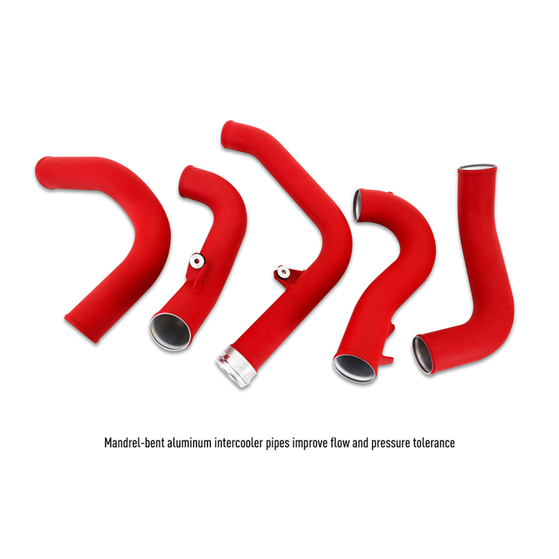 Subaru WRX Performance Intercooler Kit - Front - Mishimoto - SL Core WRD Pipes - Silver Intercooler, Red Pipes - `22-`27