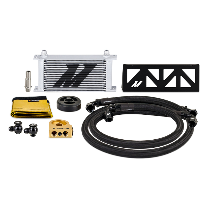 Subaru BRZ Oil Cooler Kit - Mishimoto - Thermostatic, 19-row, -10AN Braided-Steel Lines - Silver - `22-`27