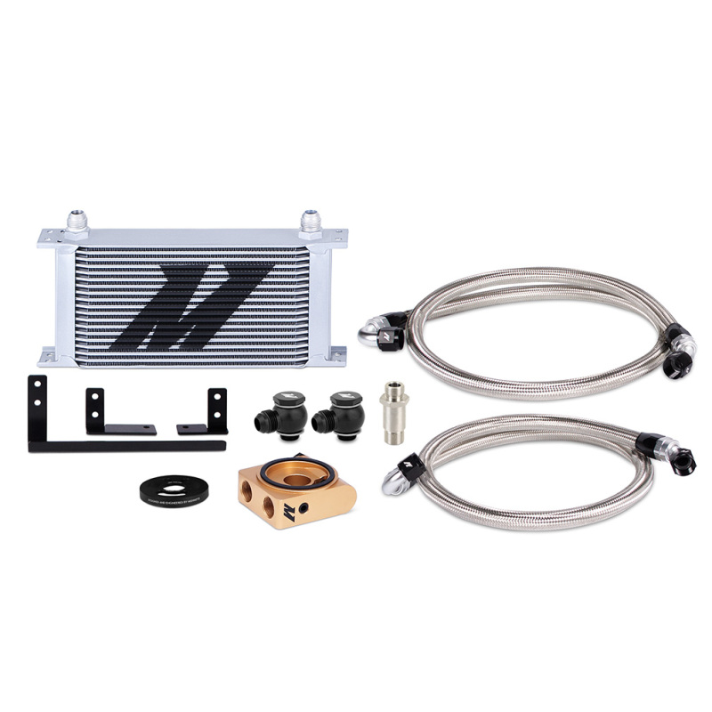 Mazda Miata ND2 Oil Cooler Kit - Mishimoto - Thermostatic, 19-row Stacked-Plate, Silver or Stealth Black - `19-`27