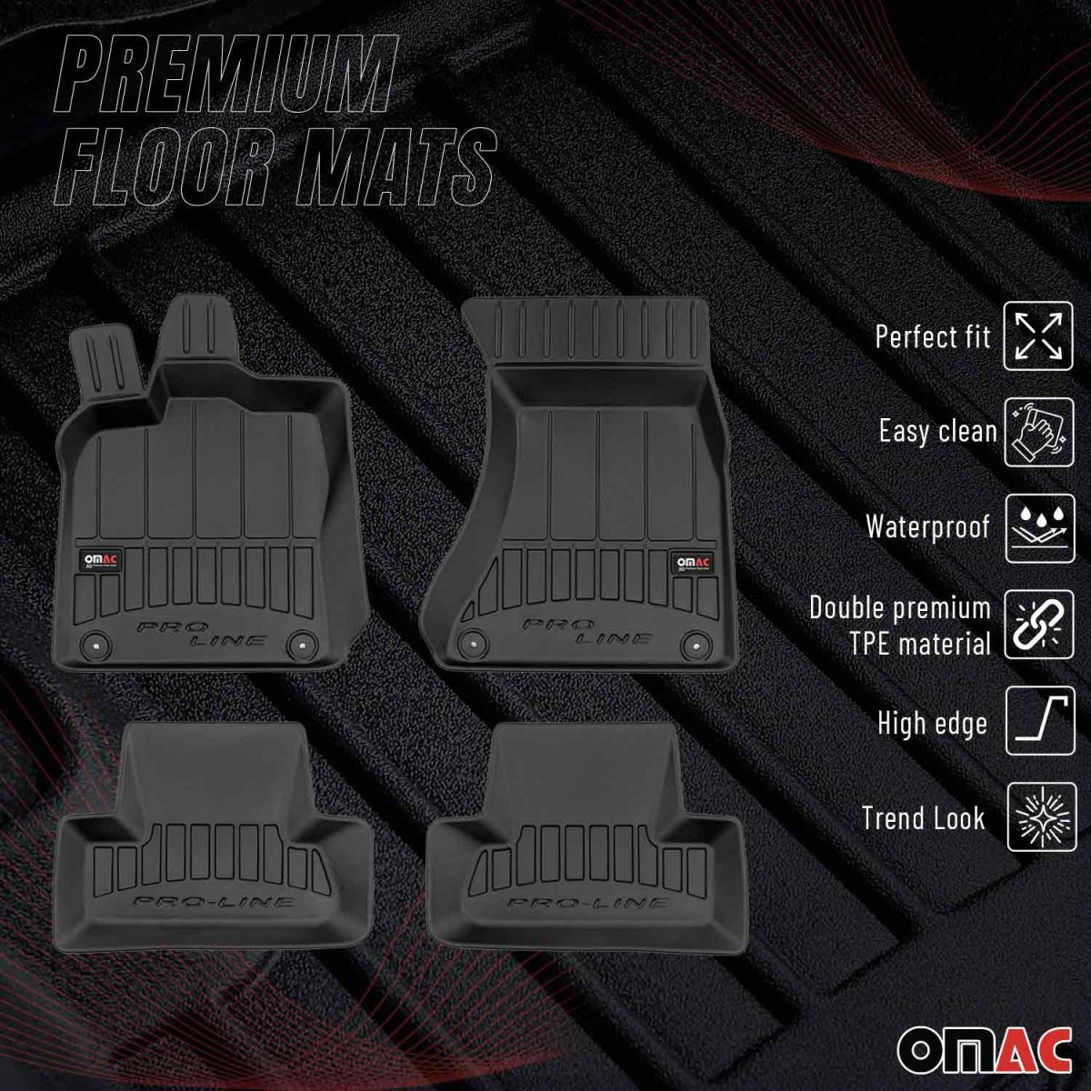 Audi Q5 Floor Mat - Omac USA - Proline Premium TPE - Black - '08-'17 ...