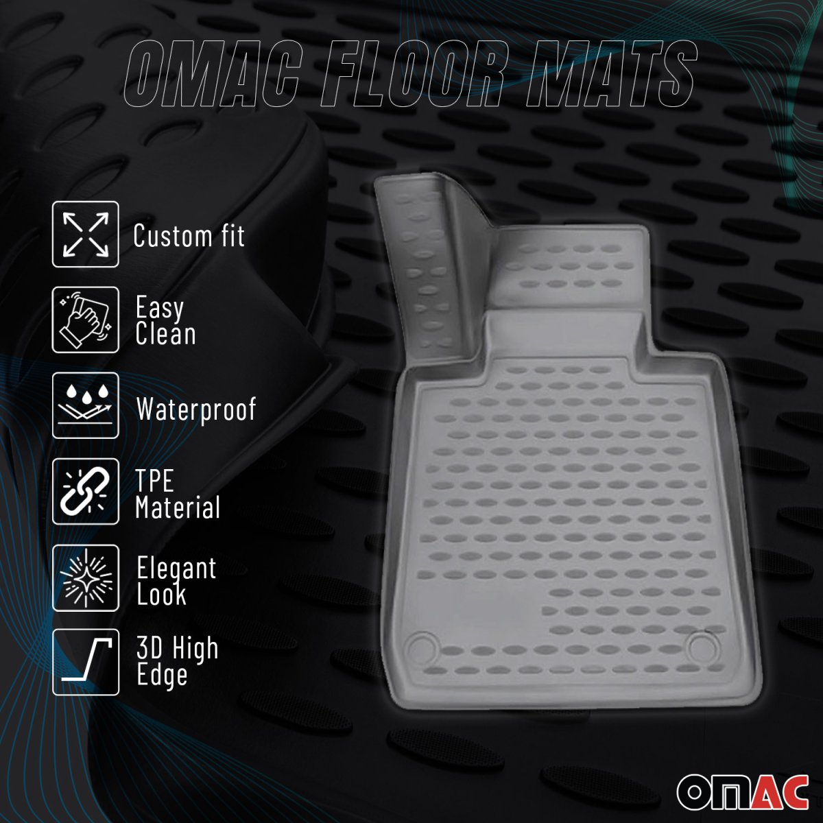 Dodge Ram 1500 Floor Mats - Omac USA - Rubber TPE - Grey - '12-'18 ...