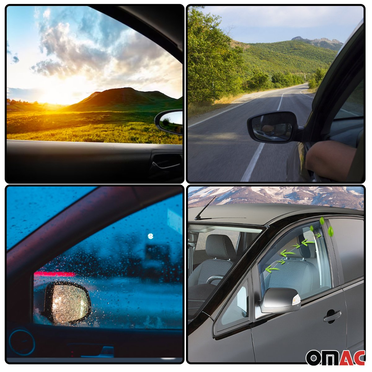 Ford C-MAX Wind Deflector - Omac USA - Acrylic 2 Pcs - Black Smoke ...