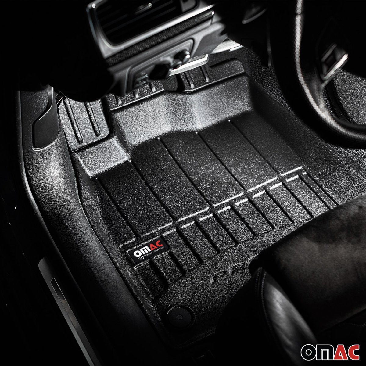Tappetini Auto OMAC Premium In TPE Per Kia Ceed III 2018-2023 – 3D, Antiscivolo, Bordo Alto, Colore Nero, Set Compatibile