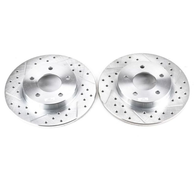 Buick LeSabre Brake Rotors (2) - Rear - PowerStop - Evolution Drilled & Slotted - Silver - `00-`05