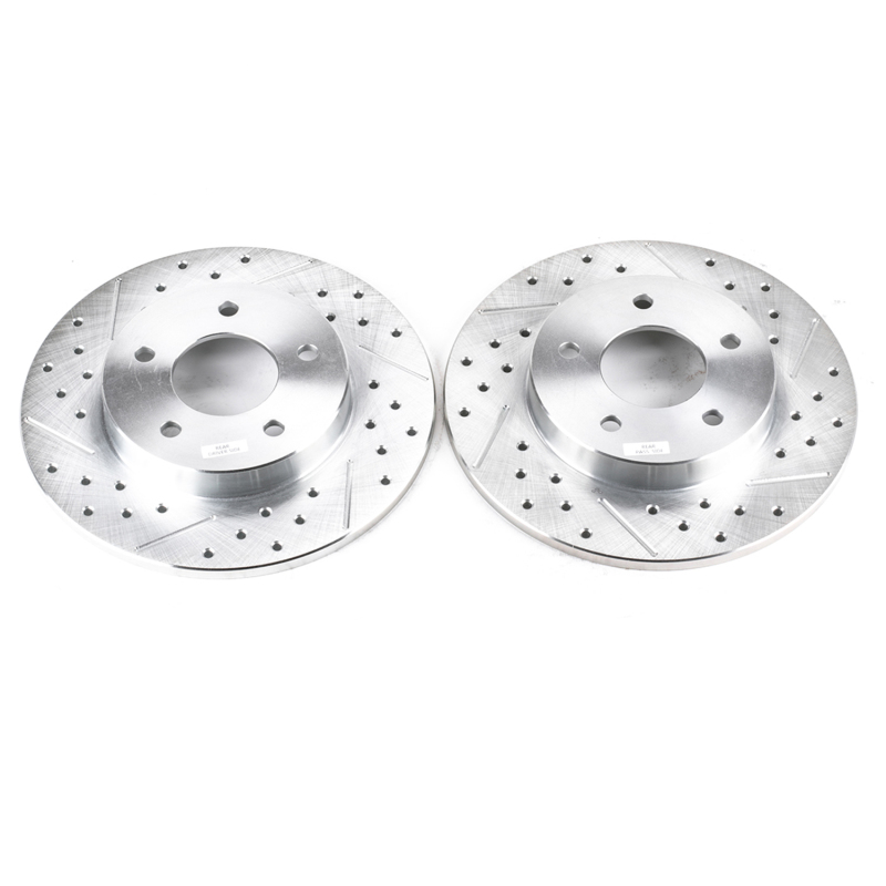 Buick LeSabre Brake Rotors (2) - Rear - PowerStop - Evolution Drilled & Slotted - Silver - `00-`05