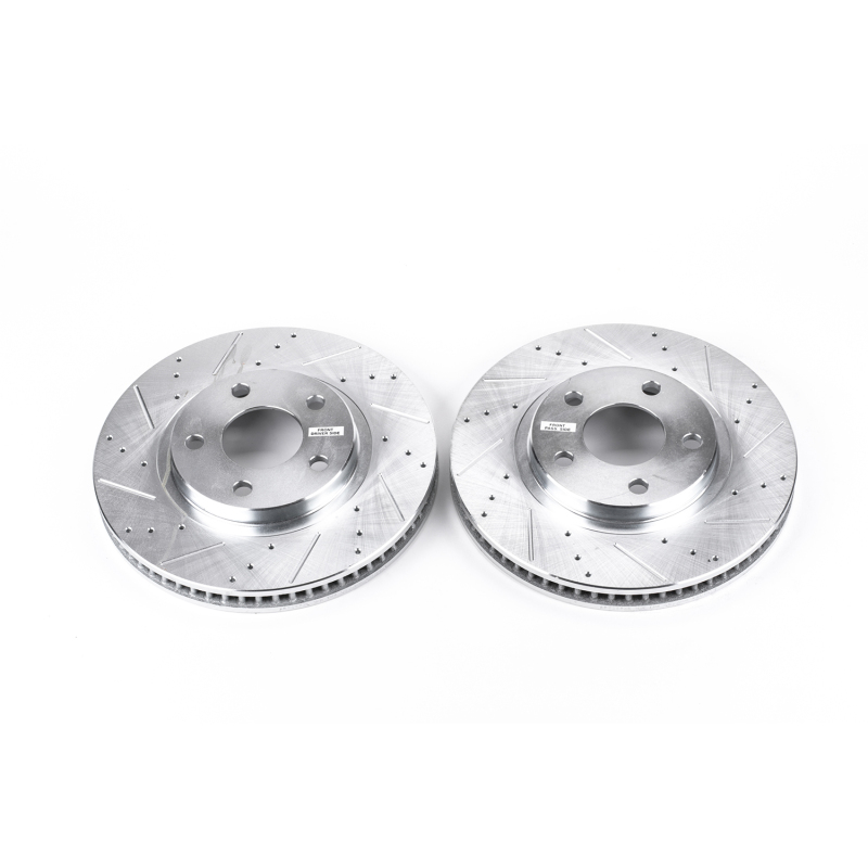 Chevrolet Monte Carlo Brake Rotors (2) - Front - PowerStop - Evolution Drilled & Slotted + Zinc Plated - Silver - `00-`05