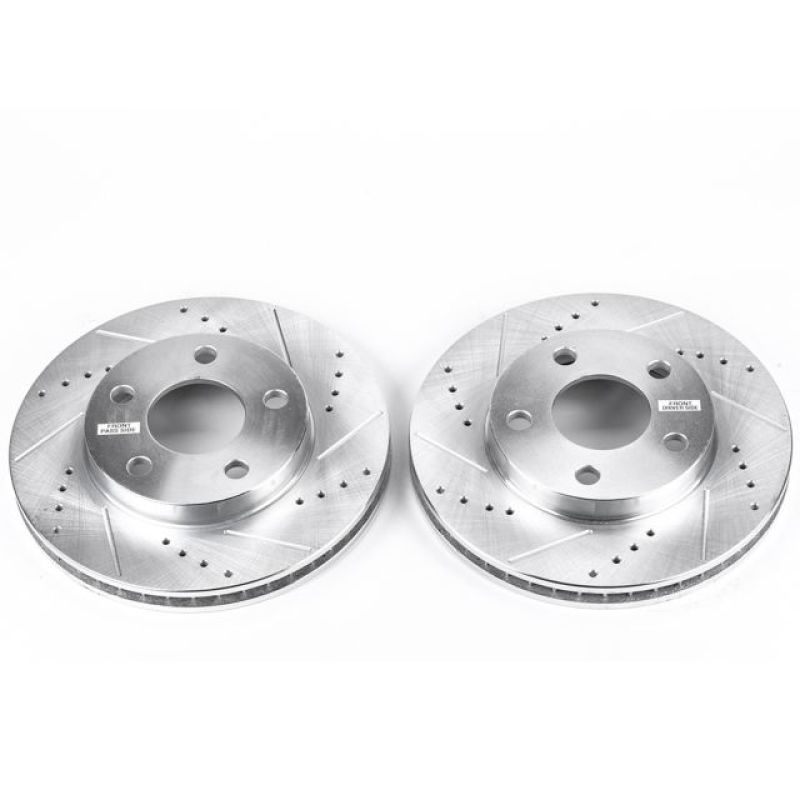 Chevrolet Classic Brake Rotors (2) - Front - PowerStop - Evolution Drilled & Slotted - Silver - `04-`05