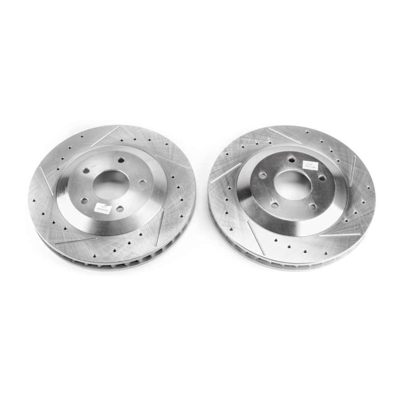 Cadillac XLR Brake Rotor (2) - Front - PowerStop - Evolution Drilled & Slotted Zinc Plated Rotors - Silver - 2004