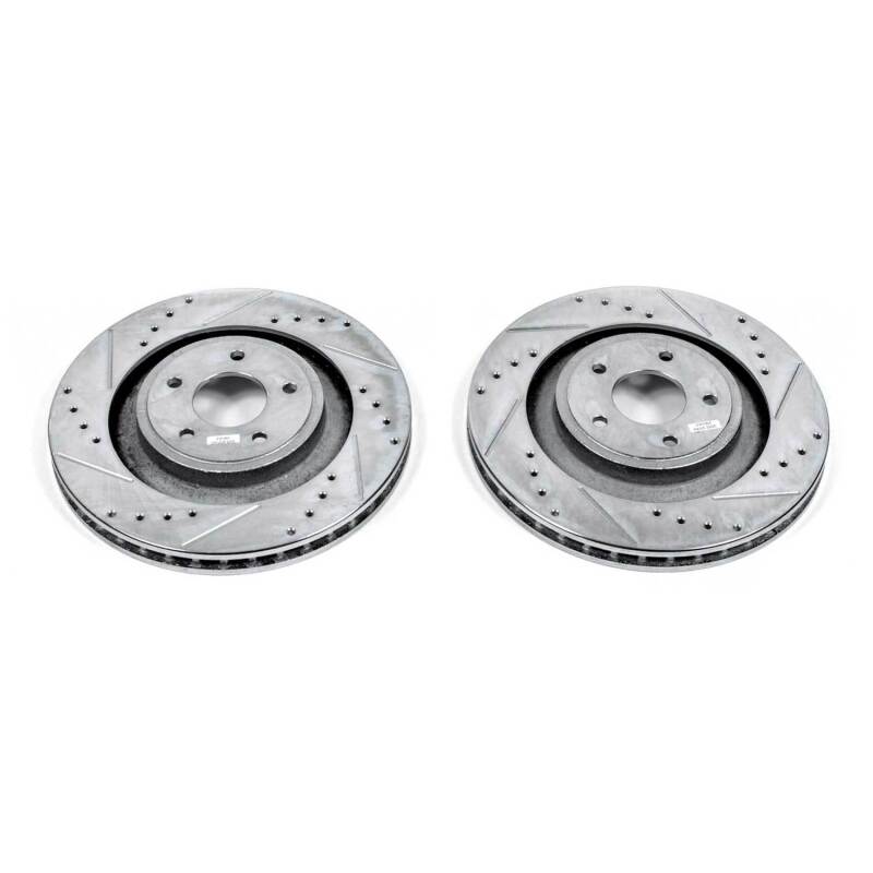 Chrysler 200 Brake Rotors (2) - Front - PowerStop - Evolution Drilled & Slotted - Silver - `13-`14