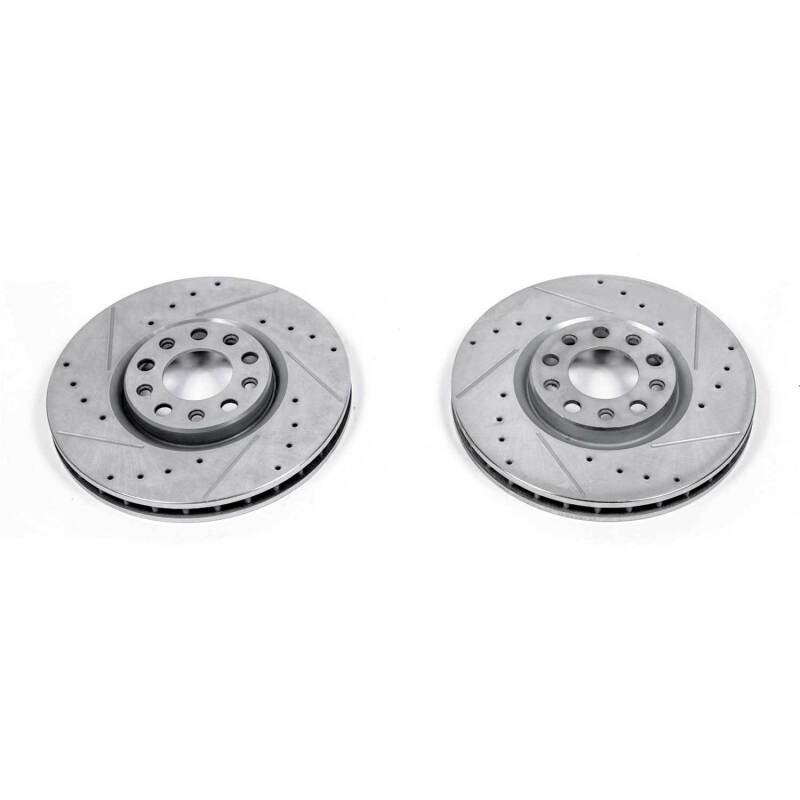 Chrysler 200 Brake Rotor (2) - Front - PowerStop - Evolution Drilled & Slotted - Silver - `15-`17