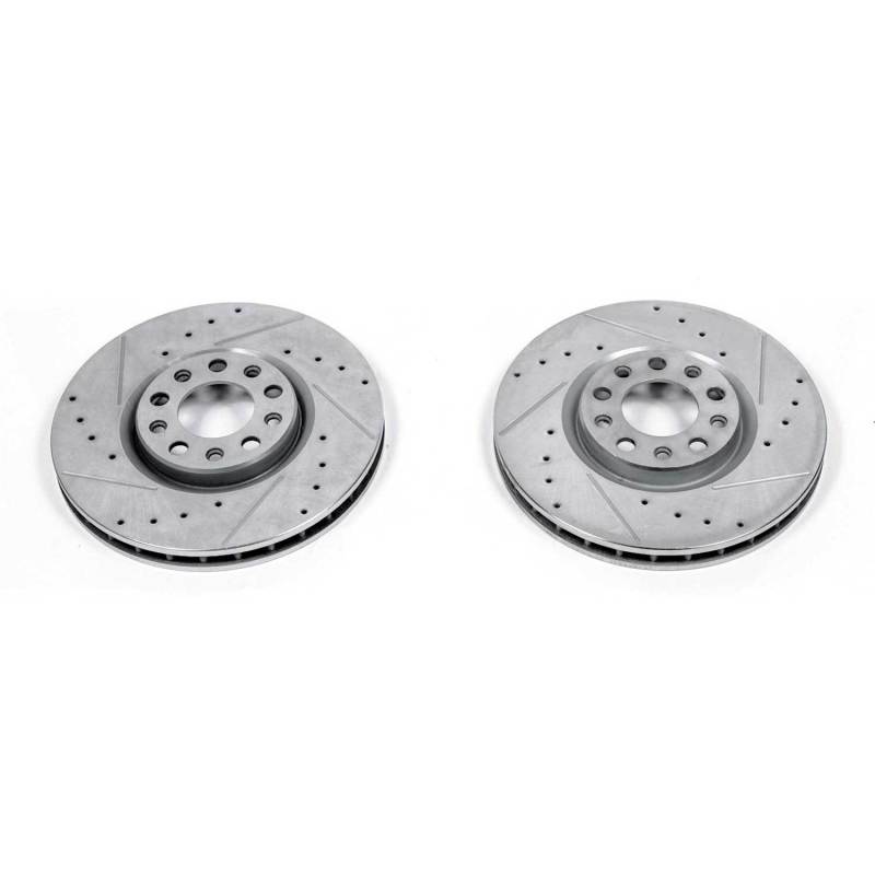 Chrysler 200 Brake Rotor (2) - Front - PowerStop - Evolution Drilled & Slotted - Silver - `15-`17