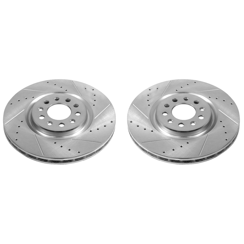 Chrysler 200 Brake Rotors (2) - Front - PowerStop - Evolution Drilled & Slotted - Silver - `15-`17