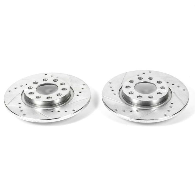 Chrysler 200 Brake Rotors (2) - Rear - PowerStop - Evolution Drilled & Slotted - Silver - `15-`17