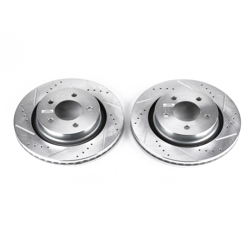 Chrysler LHS Brake Rotors (2) - Front - PowerStop - Evolution Drilled & Slotted - Silver - 2001