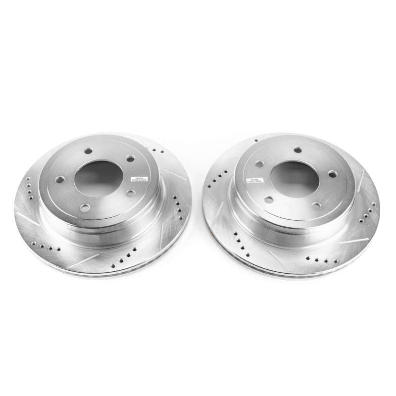 Ford E-150 Brake Rotors (2) - Rear - PowerStop - Evolution Drilled & Slotted - Silver - `04-`07