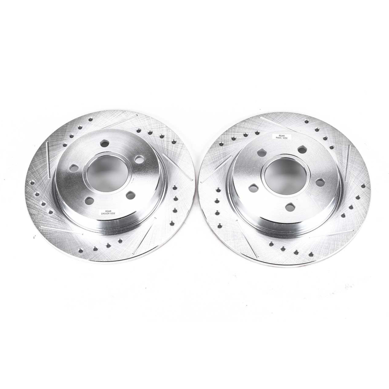Ford Focus Brake Rotor (2) - Rear - PowerStop - Evolution Drilled & Slotted - Silver - `12-`18