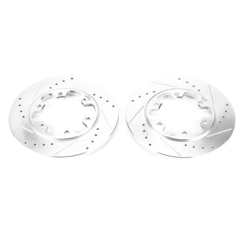 Ford Transit-350 HD Brake Rotors (2) - Rear - PowerStop - Evolution Drilled & Slotted - Silver Zinc - `15-`19