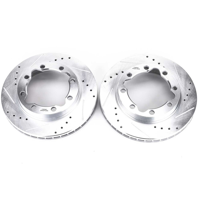 Chevrolet K3500 Brake Rotors (2) - Front - PowerStop - Evolution Drilled & Slotted - Silver - `90-`00