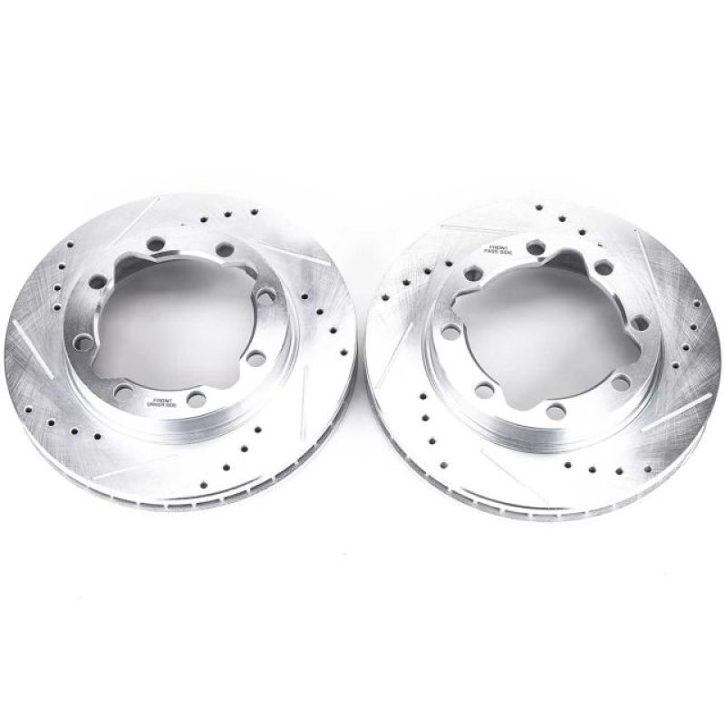 Chevrolet K3500 Brake Rotors (2) - Front - PowerStop - Evolution Drilled & Slotted - Silver - `90-`00
