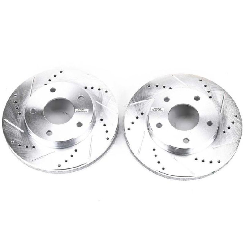 Chevrolet Blazer Brake Rotors (2) - Front - PowerStop - Evolution Drilled & Slotted - Silver - `97-`05