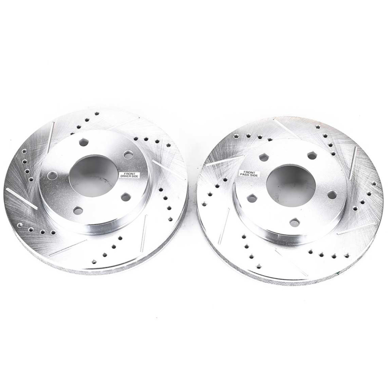 Chevrolet Blazer Brake Rotors (2) - Front - PowerStop - Evolution Drilled & Slotted - Silver - `97-`05