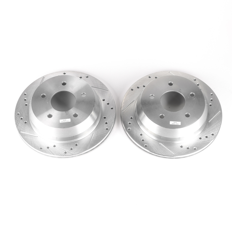 Chevrolet Blazer Brake Rotors (2) - Rear - PowerStop - Evolution Drilled & Slotted - Silver - `98-`05