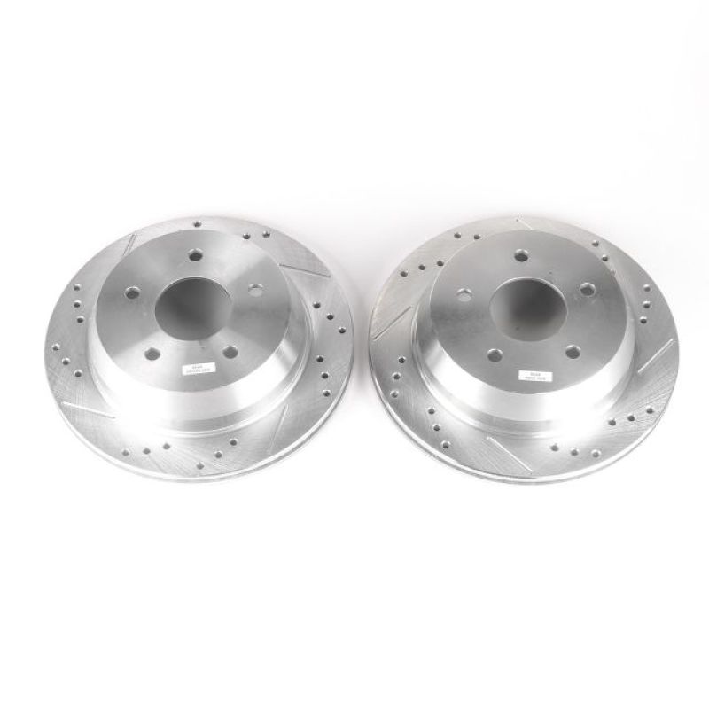 Chevrolet Blazer Brake Rotors (2) - Rear - PowerStop - Evolution Drilled & Slotted - Silver - `98-`05