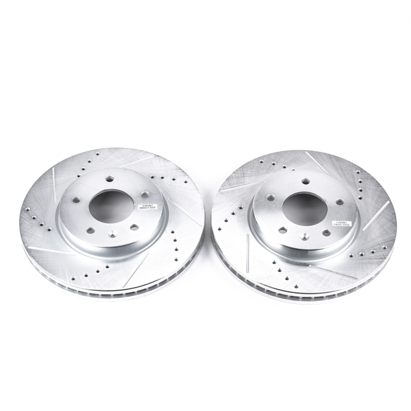 Chevrolet Captiva Sport Brake Rotors (2) - Front - PowerStop - Evolution Drilled & Slotted - Silver - `12-`15