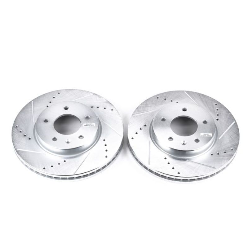 Chevrolet Captiva Sport Brake Rotors (2) - Front - PowerStop - Evolution Drilled & Slotted - Silver - `12-`15