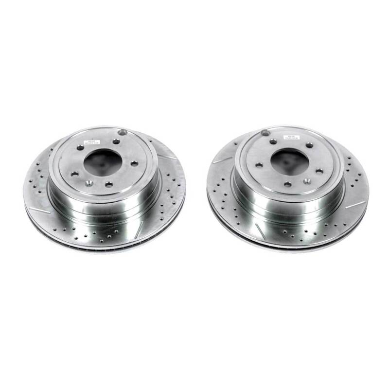 Chevrolet Captiva Sport Brake Rotors (2) - Rear - PowerStop - Evolution Drilled & Slotted - Silver - `12-`15